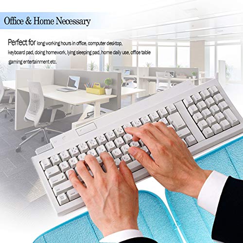 Image of 2 Pack Portable Computer Elbow Wrist Pad, Hatisan Premium Memory Cotton Desktop Keyboard Arm Rest Support Mat for Office Home Laptops - More Comfort & Less Strain(7.9 x 11.8 Inch) (Blue)