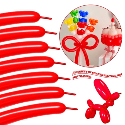 Image of LXZFCRG 260 Balloons Red Long Balloon for Balloon Animals, Thickening Long Skinny Latex Twisting Ballons for Halloween Party Suppies Birthday Wedding (Red)