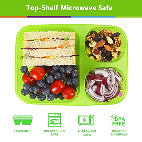 Caperci Bento Lunch Box Containers - Premium Reusable 46-Oz Meal Prep Food Storage For School, Work, Travel, Built-In Reusable Utensil, Set Of 4 (Jewel Brights) #TOP2