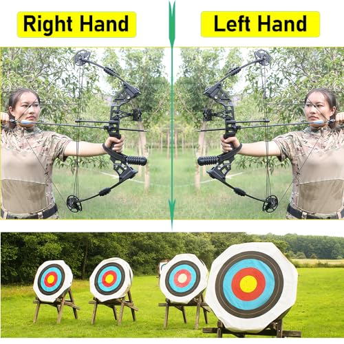HNZMDY Compound Bow Set for Adult Beginner 20-70lbs Bow and Arrow Set Right/Left Hand Bow with Archery Accessories Hunting Bow for Teens (Black-Left Hand) - Image 4