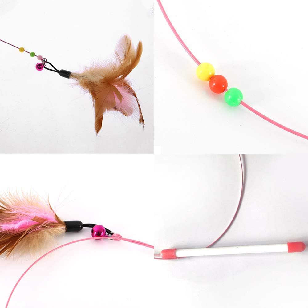 SLSON Feather Teaser Cat Toy, Interactive Cat Catcher and Exerciser Wand for Cats and Kitten Playing, with Feather, Bell and Flexible Wire 8 51mIIts0jHL. AC SL1000