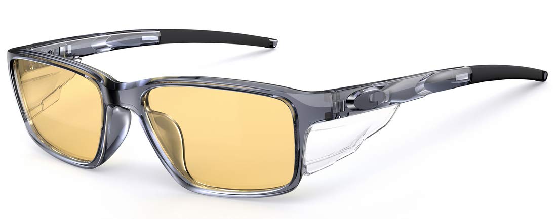 CAXMANBlue Light Glasses for Computer Gaming Sleeping with Detachable Side Shields