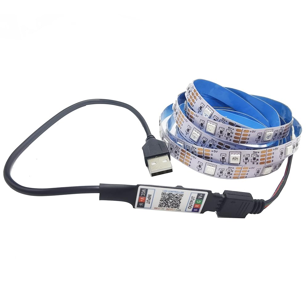 Vrabocry TV LED Backlight 16.4ft Led 5050 Diode Flexible Ribbon Strip Lights RGB with Bluetooth APP Control Strip USB Powered for Bedroom/Gaming Room