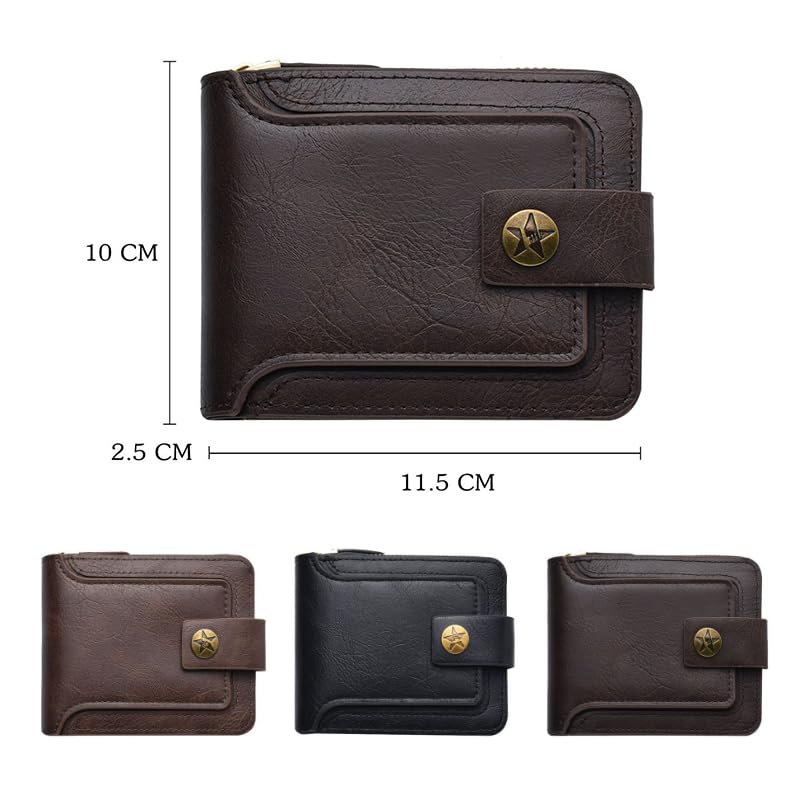 Mens Wallet PU Leather Credit Card Holder Zipper Slim Coin Bags Bussiness Purse (Black)2