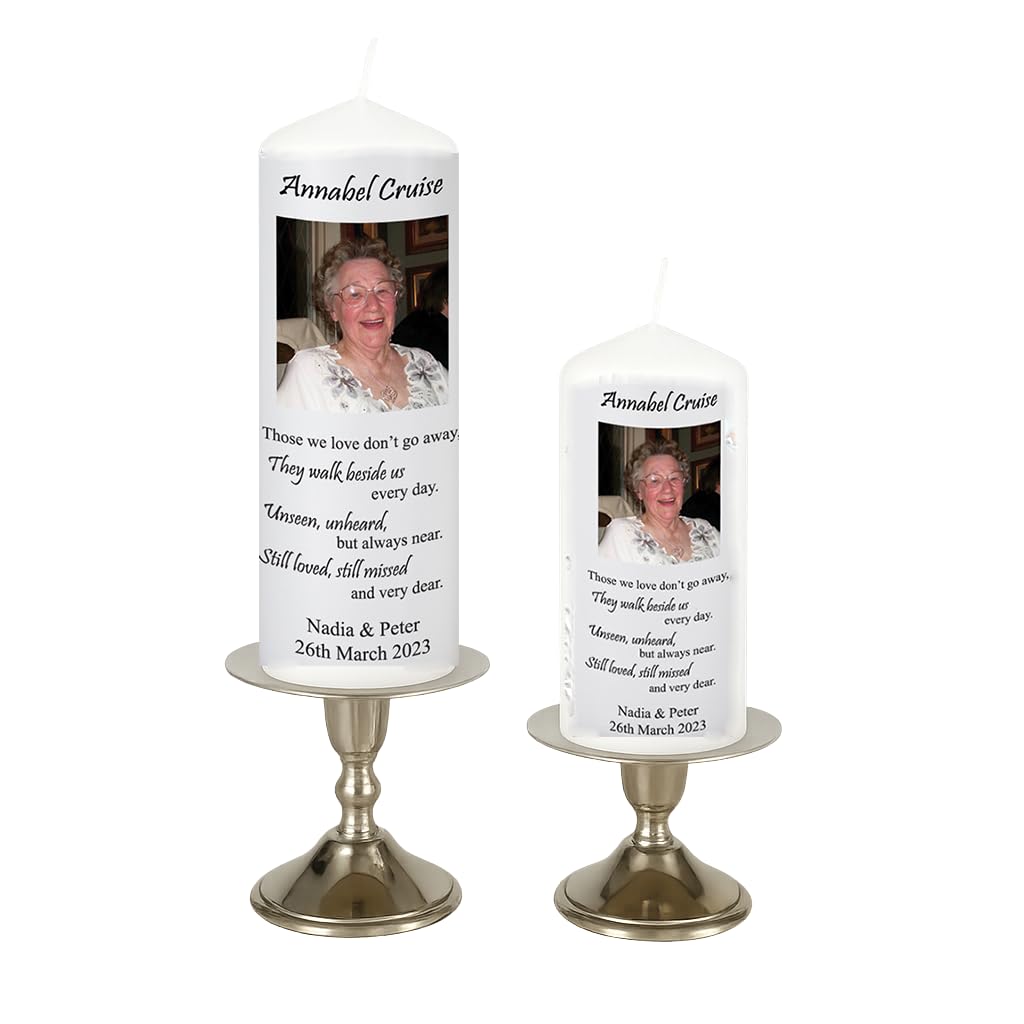 Personalised Wedding Absence Memorial Memory Pillar Candle with a Photo/Picture of Loved one Those we Love...by Just Candles