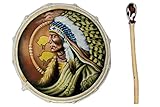 [page_title]-30cm Grosse Schamanentrommel Bison Indianer Gemalt Rahmentrommel Bodhran Drum