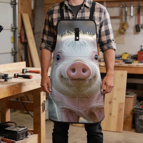 Delantal de trabajo Cute Pig con bolsillos y ajuste miniatura 5