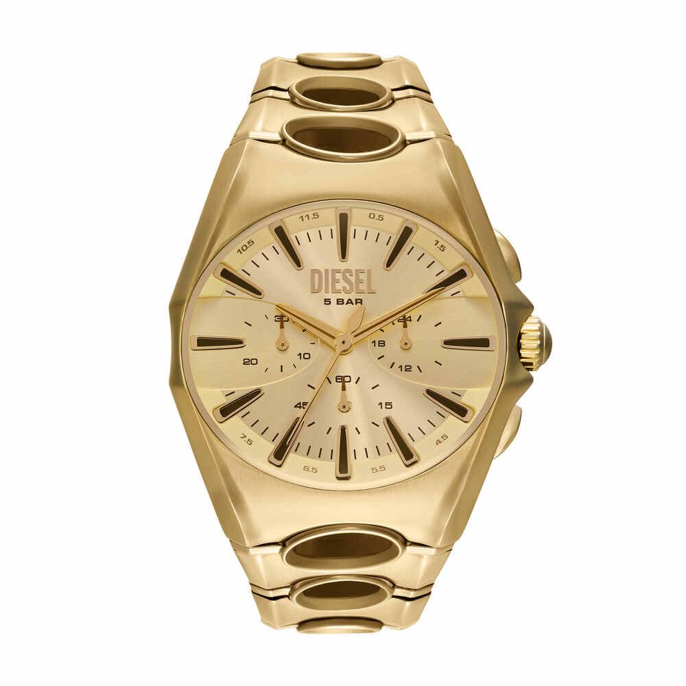 Diesel D-Curve Watch for Men, Quartz Chronograph Movement with Stainless Steel, Leather or Silicone Strap