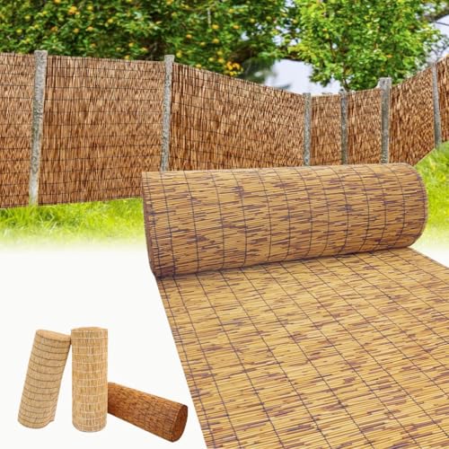30cm-180cm Rotolo di Recinzione in Canna Naturale stuoia ombreggiante Schermo Privacy da Giardino da Esterno Recinto di canne Isolamento Termico da Balcone(Marrone)