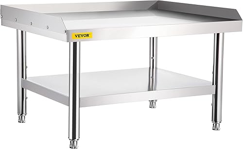 VEVOR Soporte de parrilla de acero inoxidable, mesa de acero inoxidable de 60 x 30 x 24 pulgadas, mesa de soporte para parrilla con estante inferior