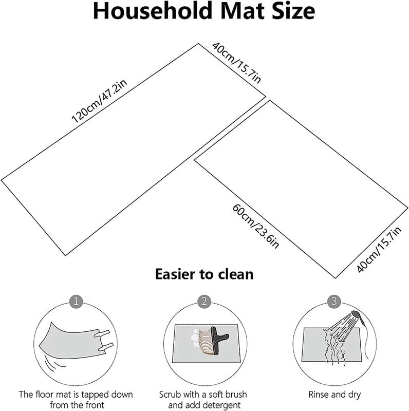 Image of Glaceon Anti Fatigue Kitchen Rug Sets 2 Piece Non Slip Kitchen Mats for Floor Cushioned Kitchen Rugs and Mats Waterproof Comfort Standing Mat Runner for Kitchen,Home Office,Sink,Laundry (Leaf MAT)