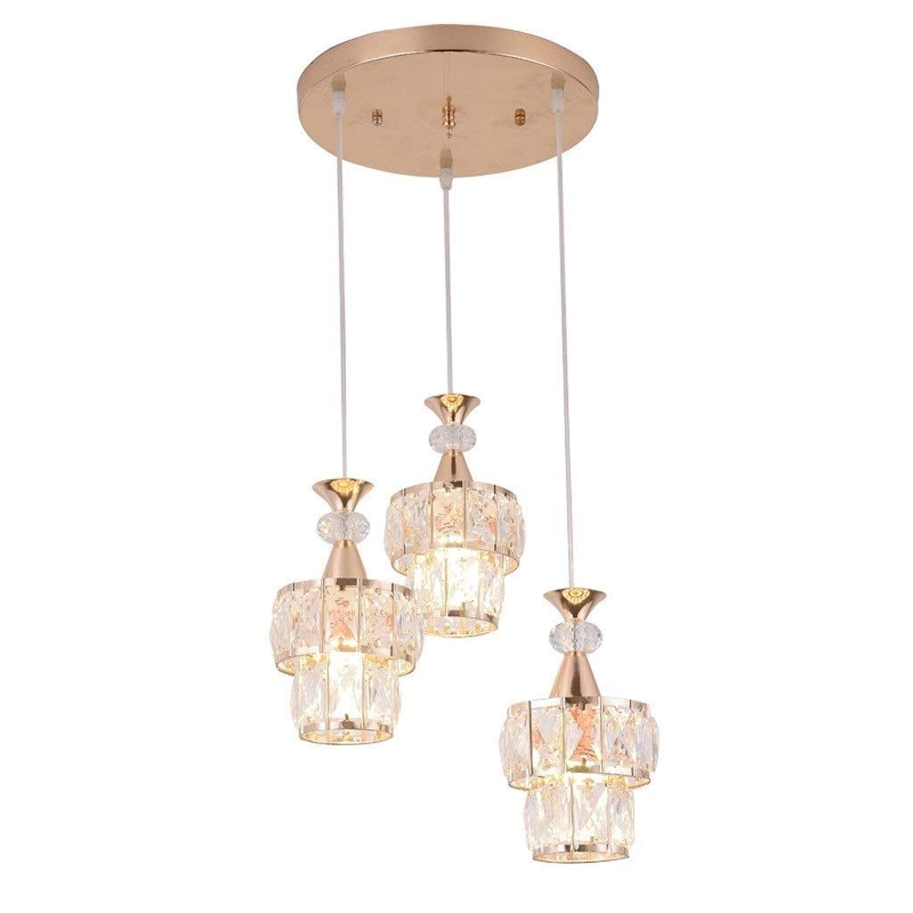 Plafonnier suspendu cristal 3 têtes E27 luminaire décoration maison lustre hauteur réglable