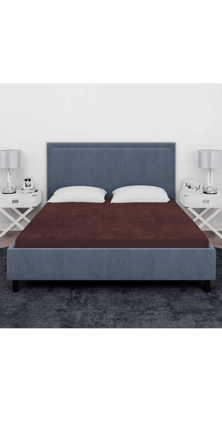 Aaru Double Bed King Size Mattress Protector Ultra Soft Waterproof & Dustproof Breathable Bed Mattress Cover for Comfort & Protection Terry Cotton (Brown, 72×78)-image-18