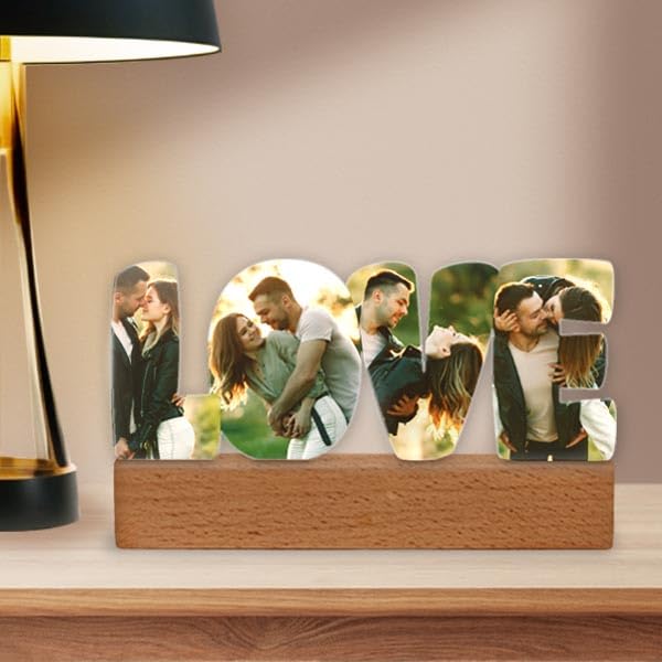 Transparent Gift Placa Personalizada con Fotos Love. Regalos Personalizados para San Valentín. Placa de Metacrilato. Decoración Original. Regalos para Novios o Novias. Cuadro personalizado con fotos.