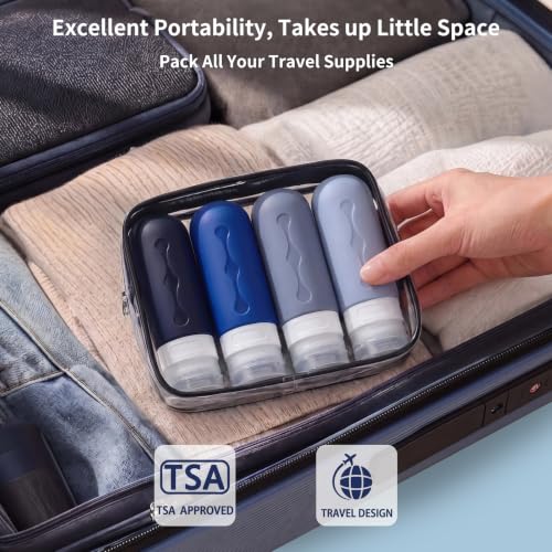 Image of Gemice Travel Bottles - TSA Approved 3oz Containers, BPA Free, Leak Proof, Refillable Liquid Travel Accessories for Shampoo, Lotion, Soap