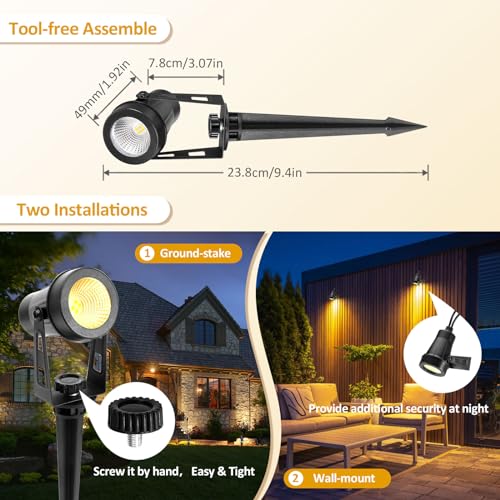 ECOWHO Garden Spotlights Mains, 21m Extendable Outdoor Spike Lights 12V LED Pathway Lighting IP65 Waterproof Electric Garden Uplighter for Path Yard Patio (18W 6-Packs Warm White), Wall/Spike Mounted 4 ECOWHO Garden Spotlights Mains, 21m Extendable Outdoor Spike Lights 12V LED Pathway Lighting IP65 Waterproof Electric Garden Uplighter for Path Yard Patio (18W 6-Packs Warm White), Wall/Spike Mounted - Image 4
