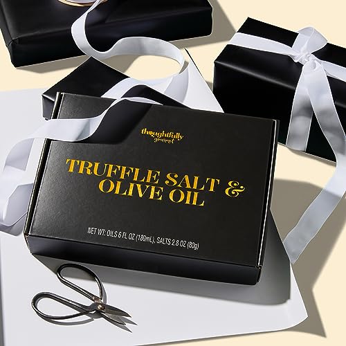 Image of Thoughtfully Gourmet, Truffle Salt & Olive Oil Gift Set, Includes 4 Premium Extra Virgin Olive Oil, 2 Truffle Salts with Real Truffles, Set of 6