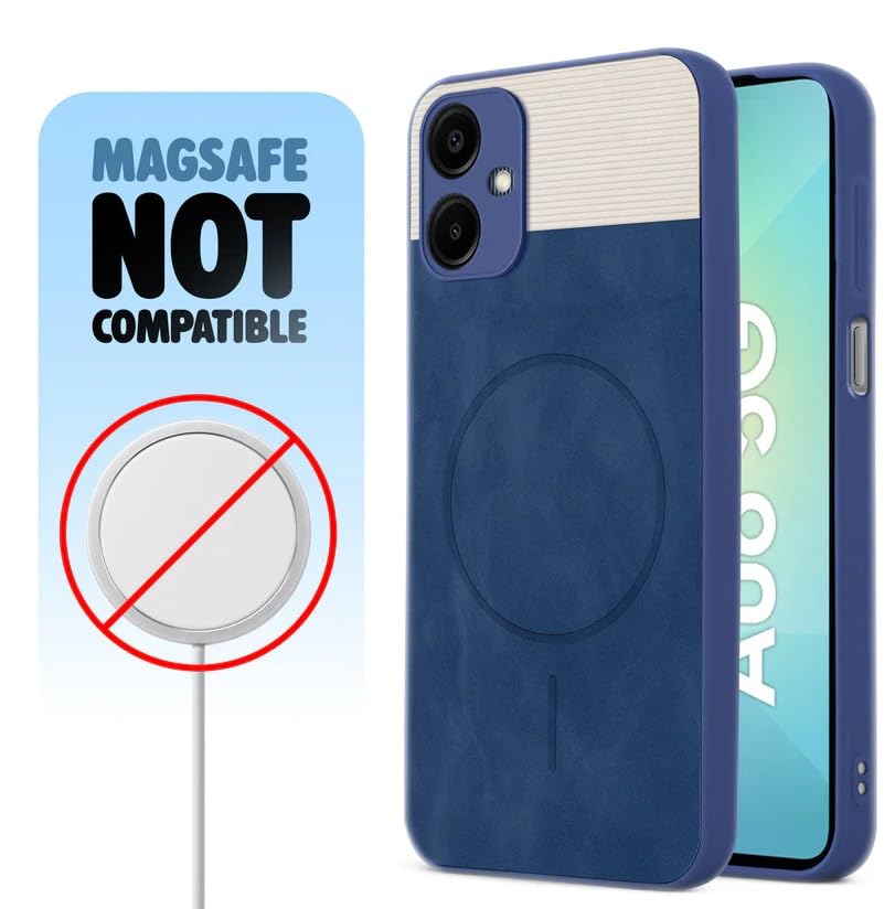 Image of Bintage CASE Mac Safe Design Hard Light Weight Back Case | Soft Border Camera Protect | Dual PU Leather Finish Back Cover Compatible for Samsung Galaxy F04 4G - White & Blue
