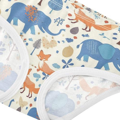 Wusikd Foxes Elephants Girls' Underwear Cotton Trees Girls Briefs Soft Toddler Underwear 2T4