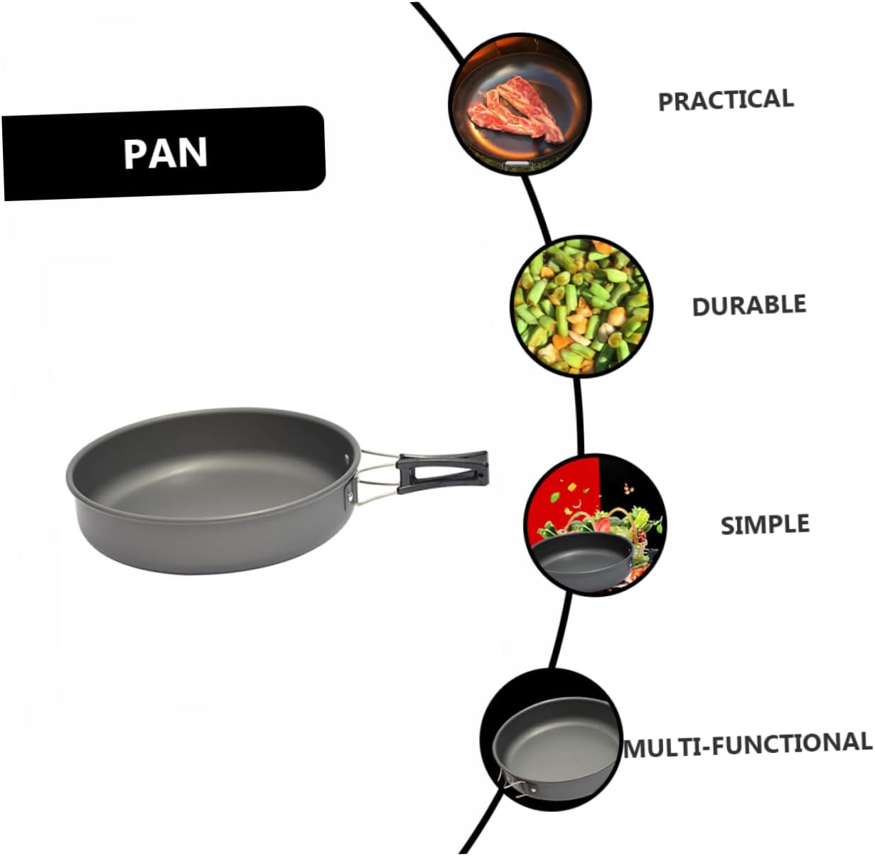 ibasenice Portable Pan Aluminum Camping Pot Cooking Utensils for Camping Cooking and Outdoor
