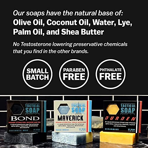 Tactical Soap - The Trifecta (1 Of Durden, Bond, And Maverick) - Mens Vegan All Natural Soap Bars Infused With Powerful Pheromone Formula For Attraction #TOP1