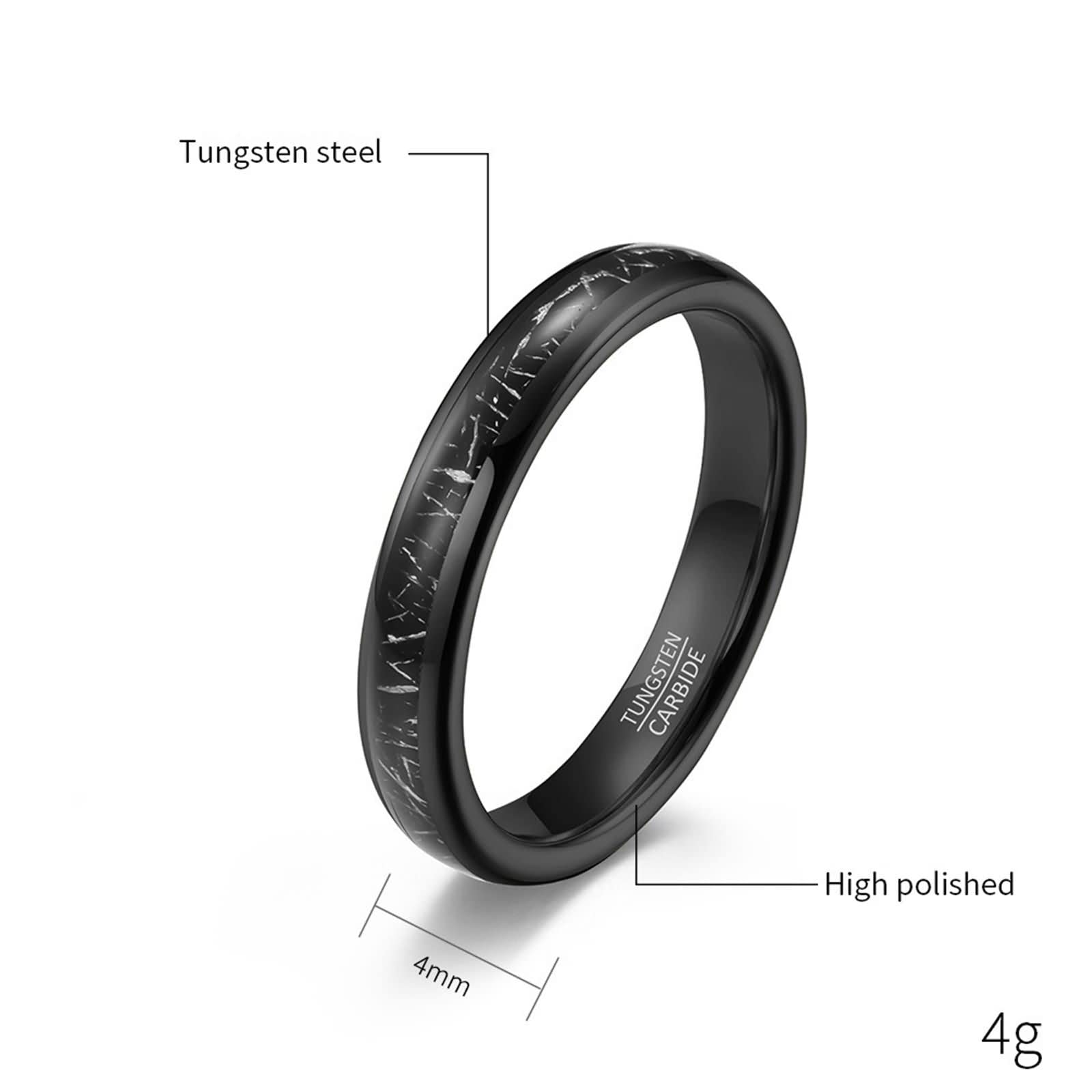 Anillos Parejas,Anillos Personalizados para Parejas Anillos Tungsteno de Pareja 4MM Anillo Negro con Redondo Anillo Promesa Pareja