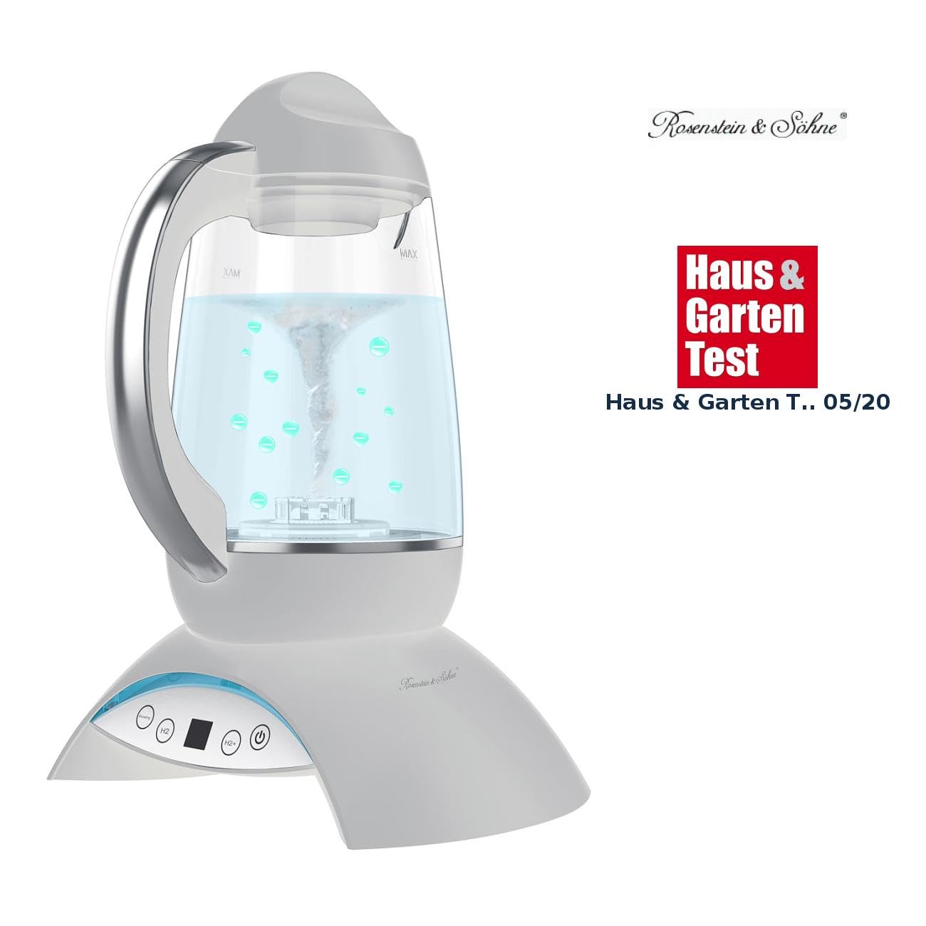 Rosenstein & Söhne Wasserstoff-Ionisator 2 Liter LCD-Display 2 Stufen Wasseraufbereitung