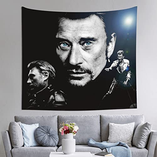 Oudrspo Johnny Leo Smet Hallyday Tapisserie Tapisserie Esthétique Tenture Murale pour Chambre Salon Dortoir Décoration Murale 60x51in
