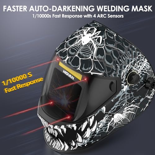 Image of Welding Helmet Auto Darkening True Color Large Viewing, Welding Hood Solar /Rechargeable Battery Powered, Wide Shade 4 /5-13 with 4 Arc Sensor, Optical Clarity Welding Mask for TIG MIG ARC Grind