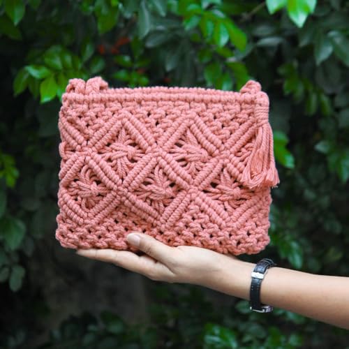 Premium Handmade Macrame Bag | Boho-Chic Cotton Crossbody Bag with Tassels | Stylish Shoulder Bag for Daily Use3