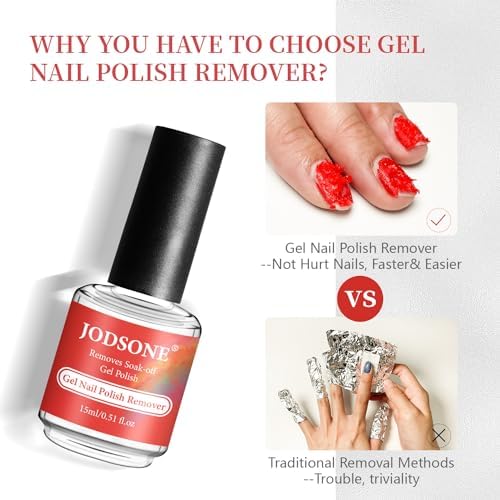 Image of JODSONE Gel Nail Polish Remover Kit 2Pcs Gel Remover 1Pc Latex Tape Liquid Professional Soak Off Gel Nail Removal Set for Nail Art Manicure Pedicure at Home Includes Sanding Strips and Steel Pushers