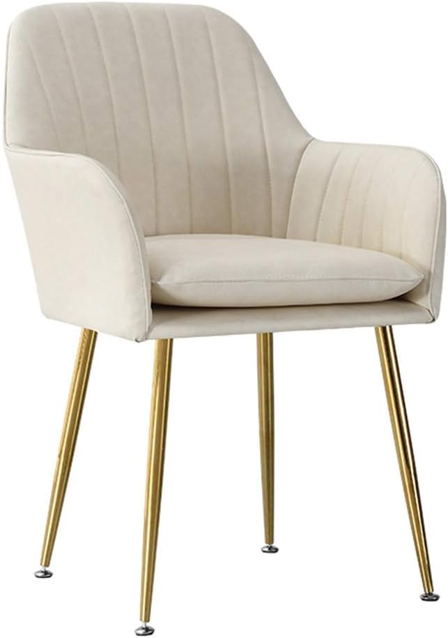 Modern Design Dining Chairs Synthetic Leather and backrest Design Home Desk Chair Upholstered seat Golden Metal Legs Kitchen Restaurant 47x44x84cm (Color : Beige)