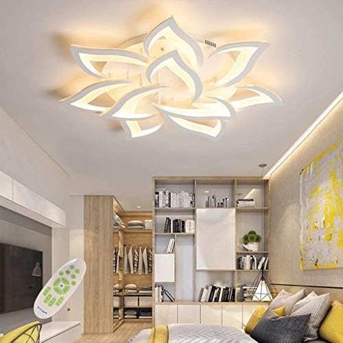 LED Dimmable Ceiling Light Modern Flower Shape Ceiling Lamp Fixture Living Room Bedroom Children's Room Flush Hanging Lamp Metal Acrylic Petal Ceiling Chandelier Lighting,10 Heads/ ø33.5″/88w