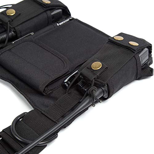 Image of Radio Shoulder Holster Chest Harness Holder Vest Rig for Two Way Radio Chest Front Pack Pouch Walkie Talkie Case with Front Pouches for Kenwood Arcshell Retevis Baofeng UV-5R F8HP UV-82 888S (Black)