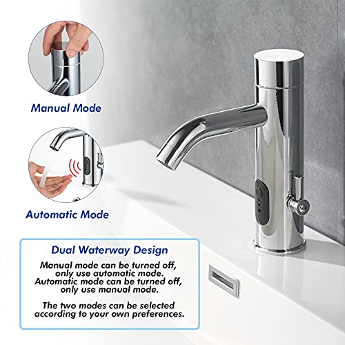 TUSEE Manual and Automatic Faucet, Touchless Bathroom Faucet with One Temperature Control Rod, Chrome, TS-5303C by TUSEE - Image 2