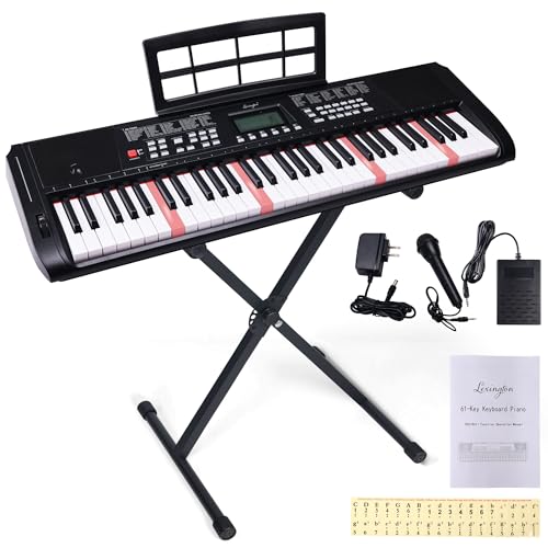 Lexington 61-Key Portable Electronic Keyboard Piano with...