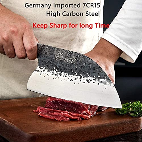Smith Chu Handmade Forged Serbian Meat Cleaver Knife With Sheath Chef's Knvies Full Tang Butcher Knife Outdoor Meat Vegetable Cleaver For Family, Bbq Or Camping #TOP5