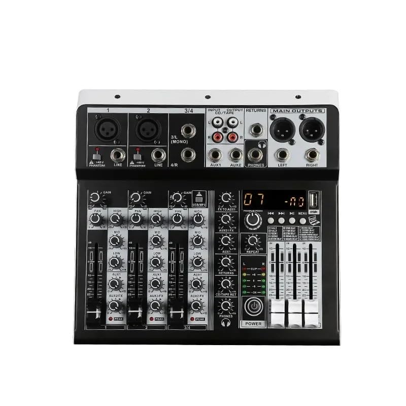 Kontroler DJ-ski, Dźwięk miksera 2x wejście mono stereo 4-kanałowa cyfrowa konsola miksująca dla DJ Studio Stage