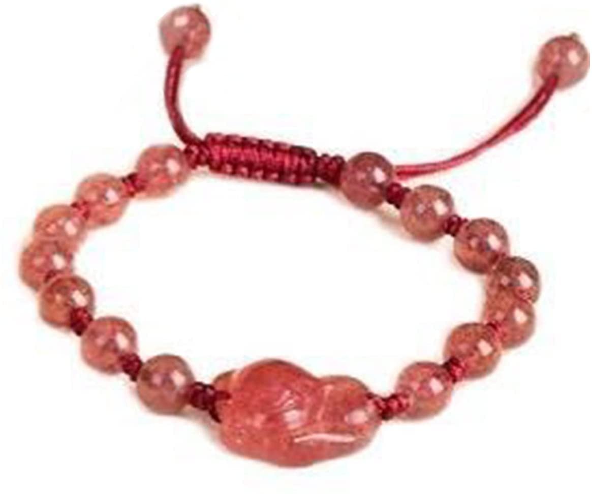 Braccialetto di perline, braccialetto di cristallo, 1 pezzo di braccialetto di quarzo fragola naturale, cavigliera, braccialetto con ciondolo di volpe, braccialetto for donne, chakra, cristallo di qua