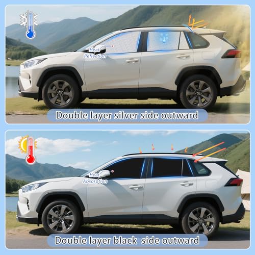 Image of ZATOOTO Car Window Shades for Toyota RAV4 2019-2024, 4 Pcs Magnetic Car Window Covers, 100% UV Protection Foldable Privacy Curtains Side Window Sun Shade for Baby Breastfeeding Sleeping Camping