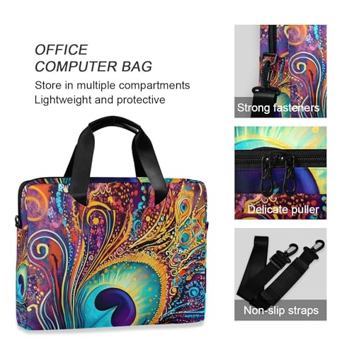 Funda colorida para laptop con patrón de plumas de pavo real miniatura 5
