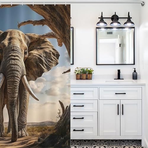 Rideau de douche anti éclaboussure ElephFourmi lavable en polyester - 5