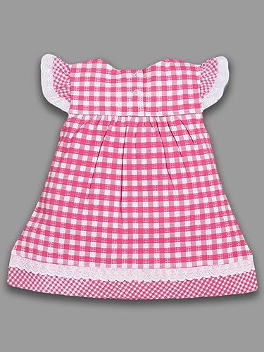 Image of Baby GO Cotton Baby Girls Frock Dress with Bow | Full Sleeve Casual Dress | Checked Winter Wear Princess Skirt Outfit for New Born Baby Girls