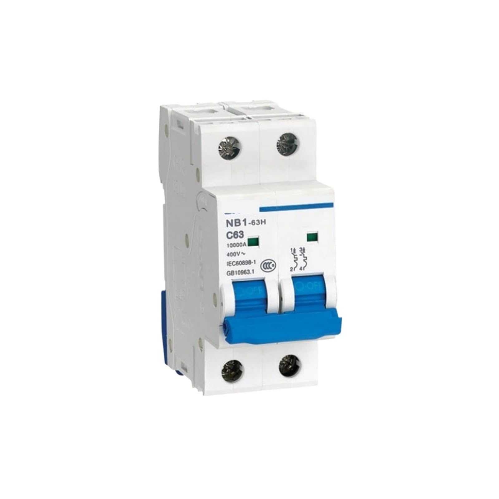 TYEXCZARF Mini Circuit Breaker NB1-63H 2P 10KA 1A - 63A With Indication(63A)