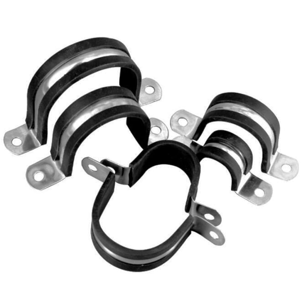 304 Carte de Tube Ohm en Acier Inoxydable Type U/R Collier de Serrage de Tuyau d'eau Bande de Caoutchouc Isolation d'absorption des Chocs Cerceau de Gorge de Selle de Cheval, Type R M38 (3 pièce