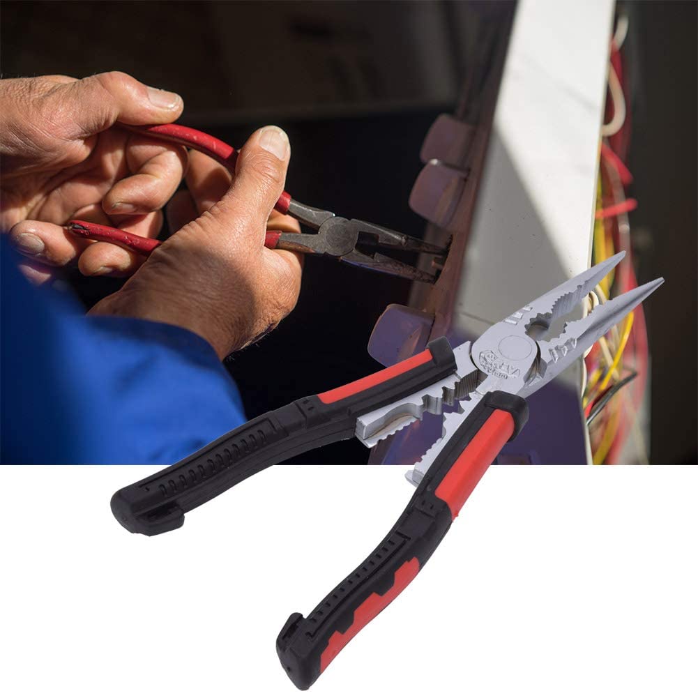 Alicates de nariz larga, alicates de punta de agujas, alicates de nariz multifuncionales, con acero de aleación cromada para bricolaje hogar industrial