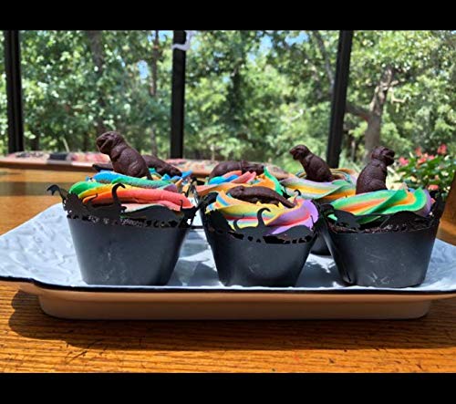 Black Dinosaur Laser Cut Cupcake Wrapper Cup Cake Baking Muffin 60Pcs #TOP5