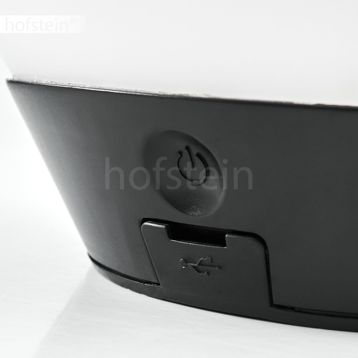 Lampada da tavolo a LED per esterni Fair, rotonda in plastica in bianco/nero, con telecomando/app control, connessione USB, funzione di ricarica,colore RGB, Bluetooth, compatibile con smart home