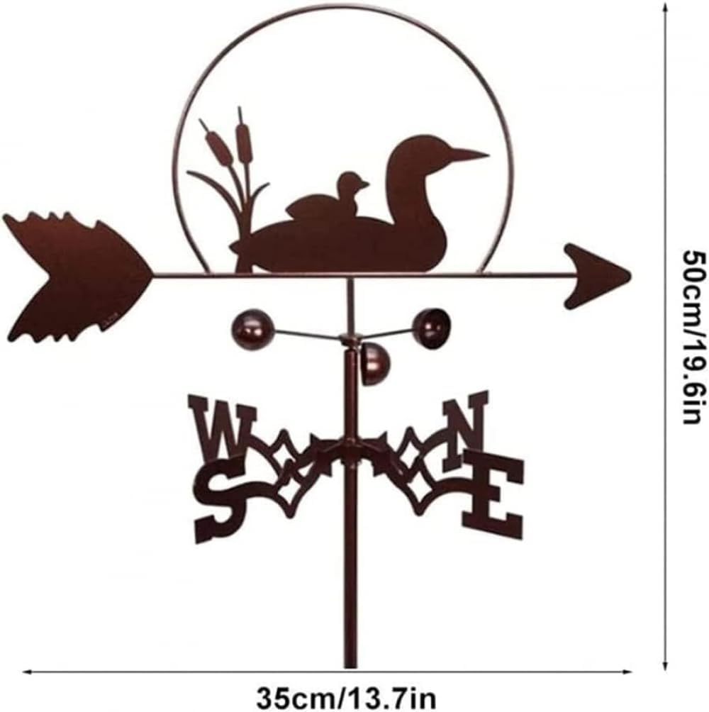 Vane for Garden Weathervane Duck, Decoration Weathervane, Direction Indicators Kit Outdoor Garden Lawn Metal Bracket Outdoor Ornaments-Duck
