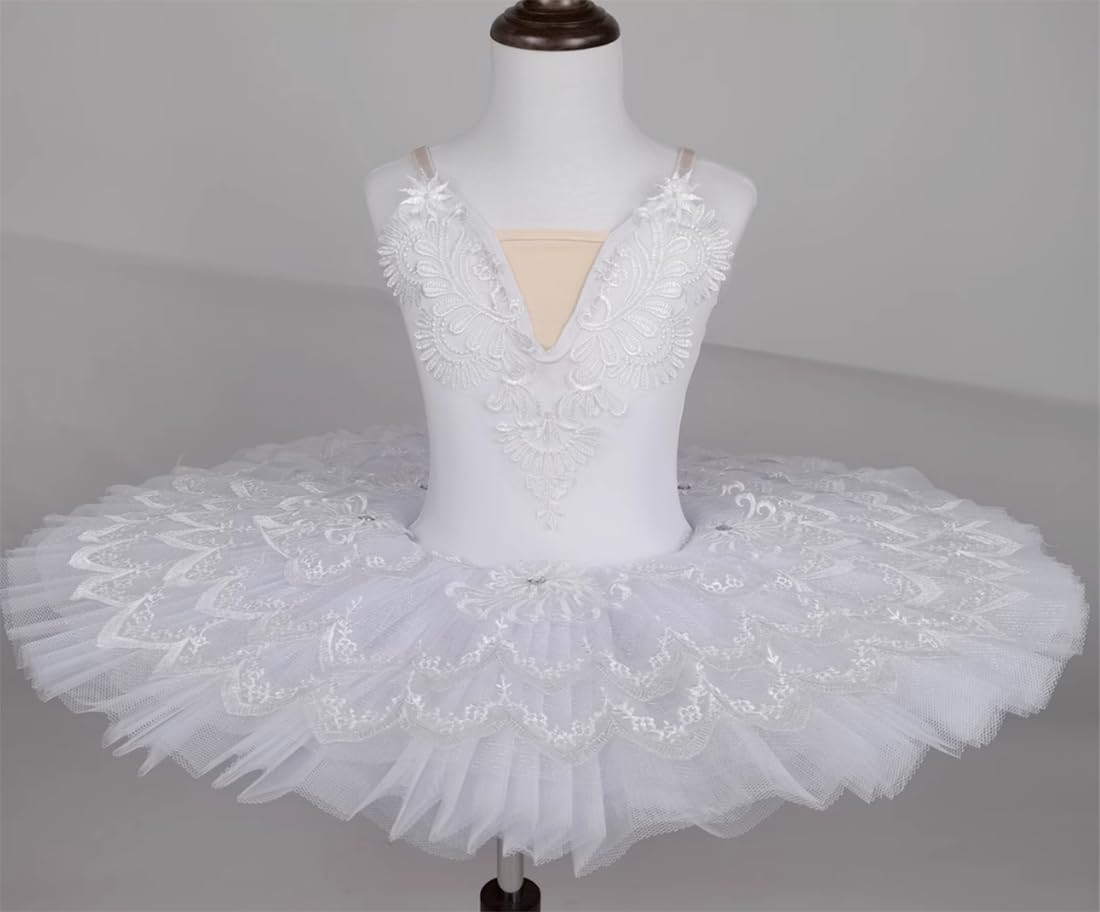 OTMYIGO tutù Professionale per Bambini, tutù Pancake Lago dei cigni Costumi da Ballerina per Bambine tutù da Danza Balletto
